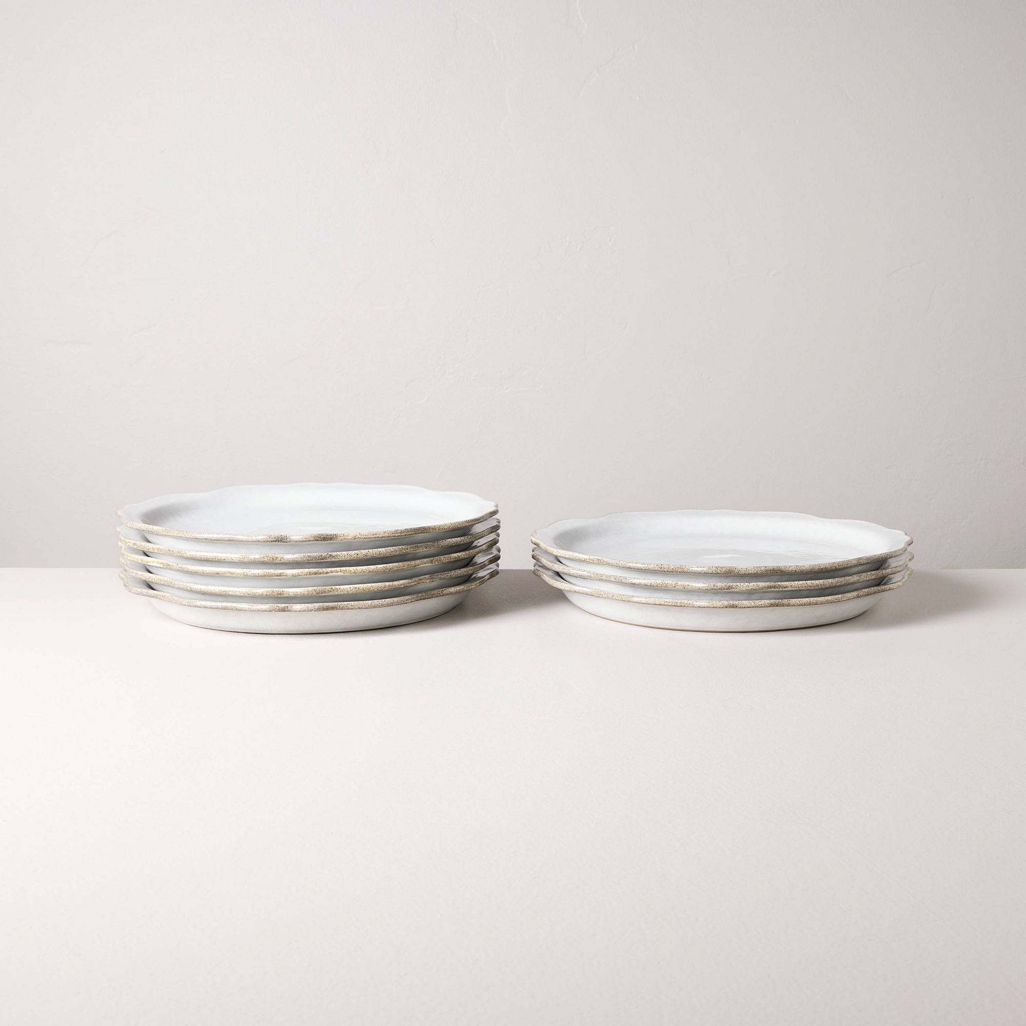 Set of 8 Carved Edge Dinner Plates Cream - Hearth & Hand™ with Magnolia
