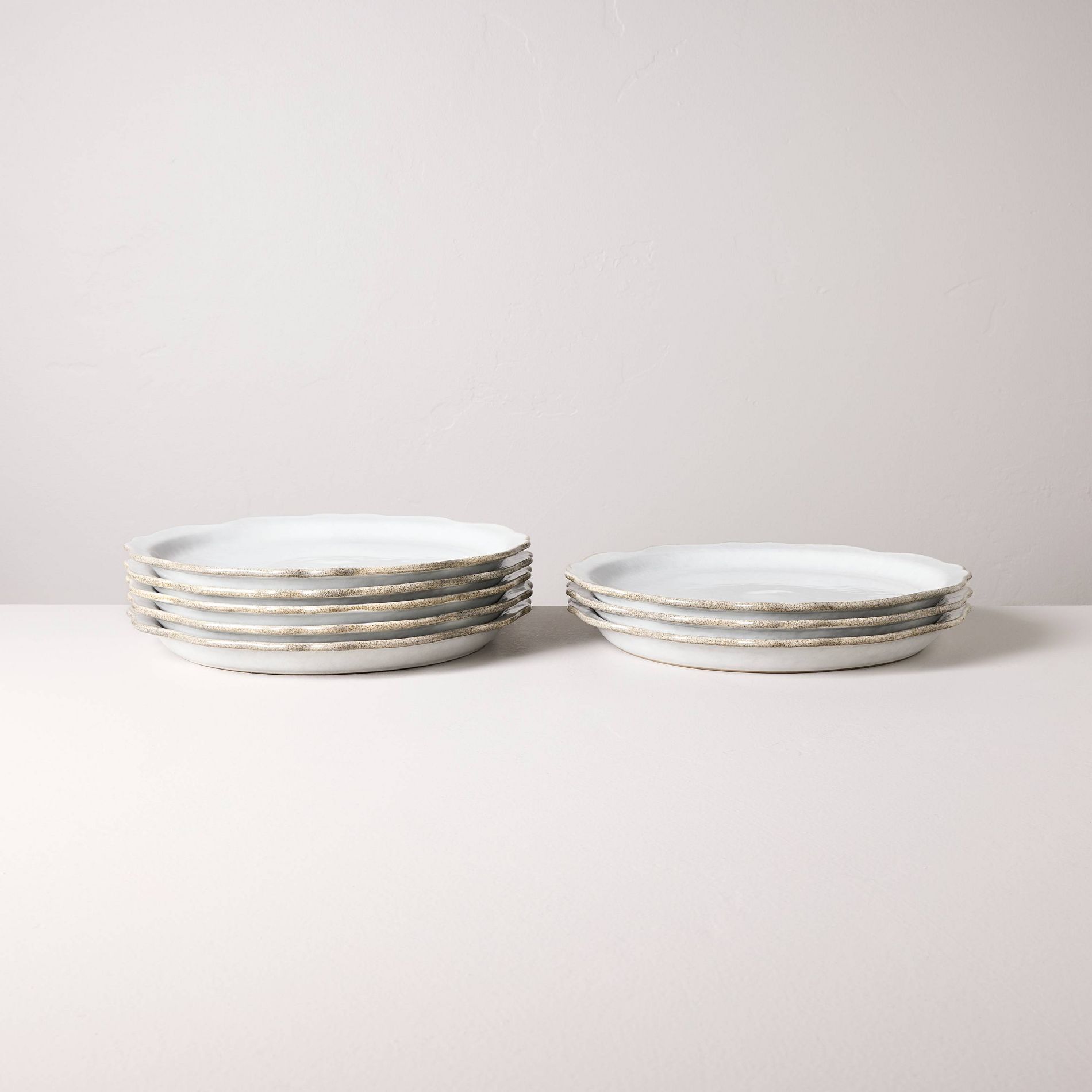 Set of 8 Carved Edge Dinner Plates Cream - Hearth & Hand™ with Magnolia