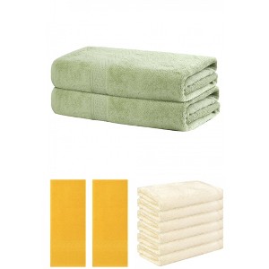 REGALWOVEN Absorbent Solid Bath Hand Face Cloths Cotton Towels 3 Piece Sets - 1 of 4