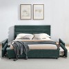 Queen Size Platform Bed, Low Profile Design Bed with Underbed Storage Drawers, Upholstered Wood Frame Velvet Bed with Headboard-Baofuwish - 3 of 4