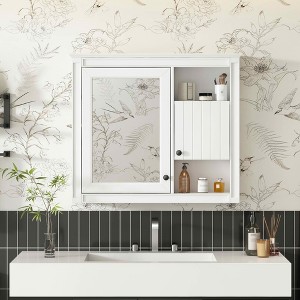 MAYEERTY 32" Bathroom Wall Cabinet with MIrror£¬Wall Mounted Medicine Cabinet with 3 Shelves for Bathroom White - 1 of 4