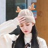 Anna-Kaci Women's Knit Beanie with Reindeer Antlers - Festive Winter Hat - 2 of 4
