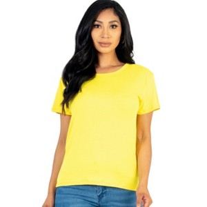 Slickblue Women's Basic Short Sleeve T-Shirt, Stretch Jersey Knit, Casual Everyday Fit, 10 Color Options, Size S-L - 1 of 4