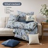 Sapphtopaz 7PCS Comforter Set Farmhouse Retro Floral Print & Reversible Quilt Slub Texture Bedding Set with Euro Bows&Buttons Pillows, Blue - 4 of 4