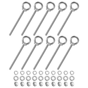 Unique Bargains Stainless Steel Durable Rust-Resistant Eyebolts with Nuts Washers Male Screw for Fastening 10 Pcs - 1 of 4