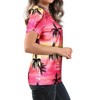 Nlife Womens Puff Short Sleeve Hawaiian Shirts Floral Tropic Printed Pleated V Neck Summer Casual T-Shirt Trendy Boho Blouses Tops - 4 of 4