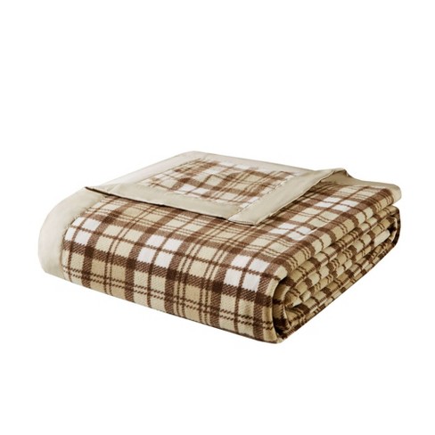 Twin Micro Fleece Blanket Tan Plaid : Target