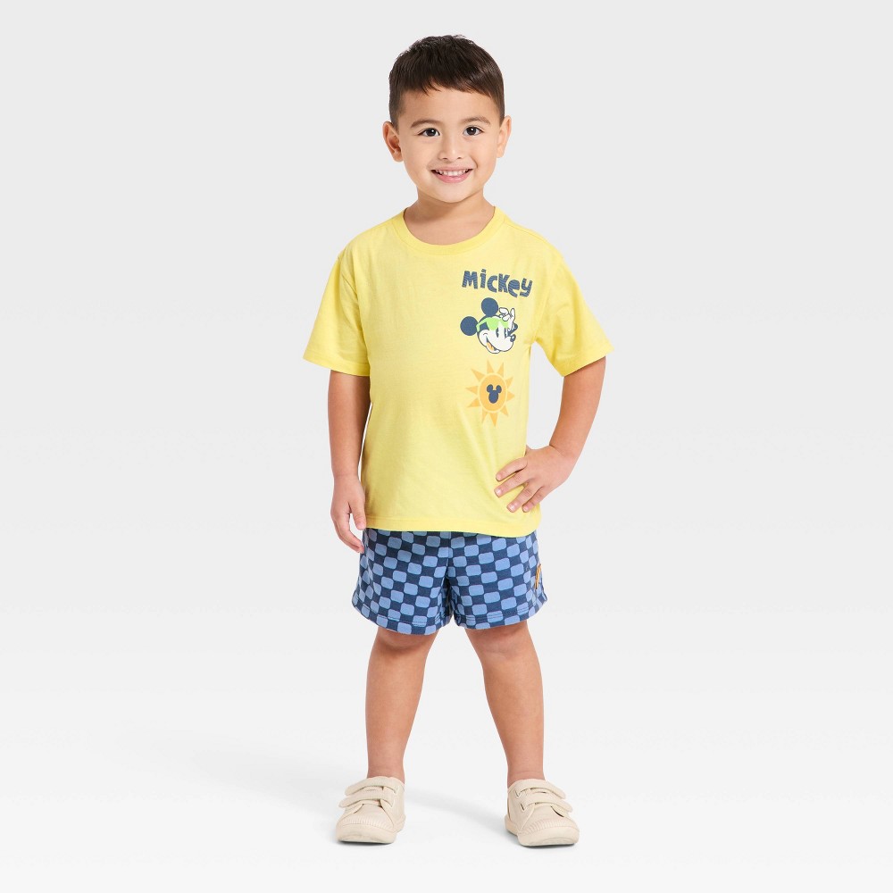 Baby Boys' 2pc Disney Mickey Mouse Surf T-Shirt & Shorts Set - Yellow 18M