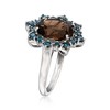 Ross-Simons 4.30 Carat Smoky Quartz Ring With .80 ct. t.w. London Blue Topaz in Sterling Silver - 3 of 4