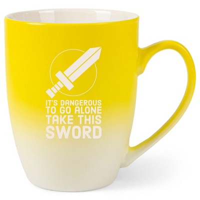 100 North Legendary Hero's 10 Ounce Yellow and White Two Toned Ombre, Comfortably Fits Your Hands, Ceramic Tea Coffee Cup Mug, It's Dangerous To Go
