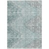 Teal Blue And Ivory Geometric Washable Indoor Outdoor Area Rug - 4 of 4