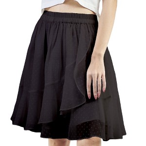 Artyska Women's Layered Ruffle Elastic Waist Above Knee Skirt - 1 of 4