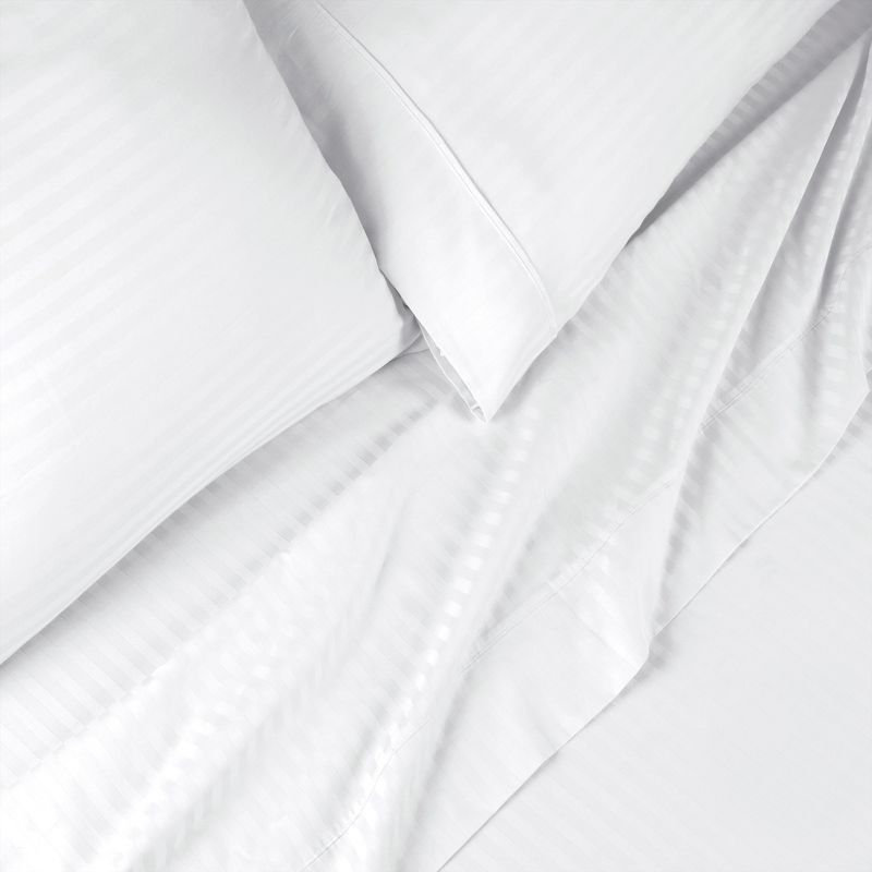 Premium 600-Thread Count Cotton Stripe Deep Pocket Sheet Set by Blue Nile Mills, 4 of 6