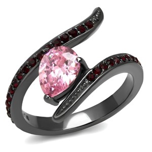 Slickblue Women's IP Light Black Stainless Steel Ring with Rose Cubic Zirconia, Size 5-10 - 1 of 4