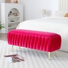 NicBex Bedroom Bench with Gold Legs Upholstered End of Bed Bench Velvet Oval Storage Ottoman Bench Toy Box for Living Room, Entryway - 2 of 4