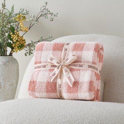 Snuggle Sac Ultra-Soft Microfiber Knit Throw Blanket, Reversible Checkered Design