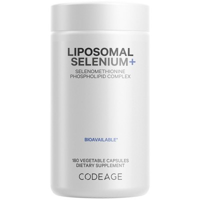 Codeage Liposomal Selenium Supplement, Trace Mineral Selenomethionine, 6-Month Supply, Vegan - 180ct
