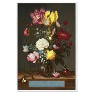 Art Remedy Ambrosius Bosschaert the Elder - Bouquet of Flower in a glass vase Classical vintage floral vase wall art Framed - 1 of 3
