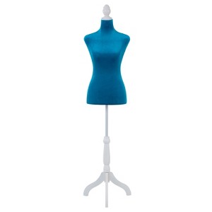 FDW Mannequin Adjustable Height Female Mannequin Torso 49-63in Height Wooden Tripod Stand with High Density Foam Velvet Fabric Covering Perfect - 1 of 4