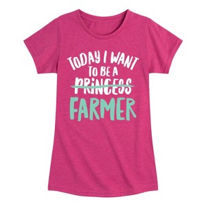 Girls' - Instant Message - Today I Want To Be A Farmer Fitted Short Sleeve Graphic T-Shirt - 1 of 4
