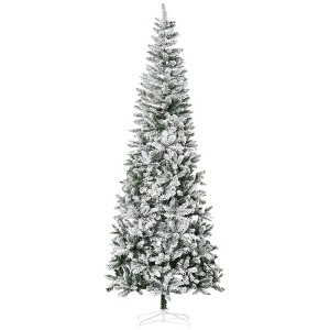 Aghana Digitals 9ft Slim Artificial Christmas Tree with Snow-Flocked Design, 1084 Realistic PVC - 1 of 4