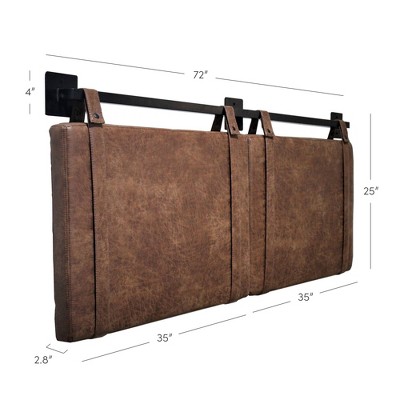 Harlow King Brown Faux Leather Wall Mount Headboard