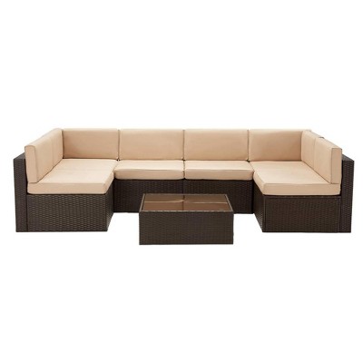 brown wicker khaki cushion