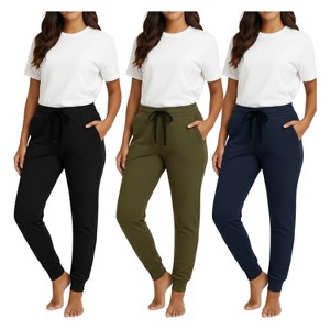 Women's 3 Pack Ultra Soft Fleece Pocket Joggers - Cozy, Comfortable & Stylish - 1 of 4