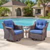 Buenhomino 3-Piece Outdoor Wicker Swivel Rocker Chair Set with Side Table, All-Weather PE Rattan Glider Chairs with Cushions for Patio or Deck - 2 of 4