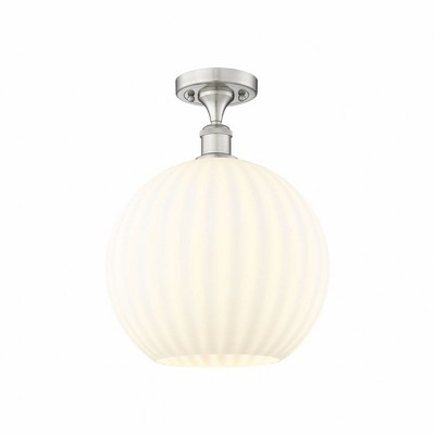 White Venetian - 1 Light Semi-Flush Mount In Modern Style-14.75 Inches Tall and 12 Inches Wide