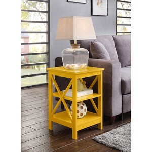 HomeStock Belmont End Table with Shelves and X Frame Panels, Transitional Side Table w/ 3 Open Tiers for Décor, Books and Living Room Storage - 1 of 4