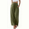 Women High Waisted Wide Leg Drawstring Long Pants Trousers - 2 of 4