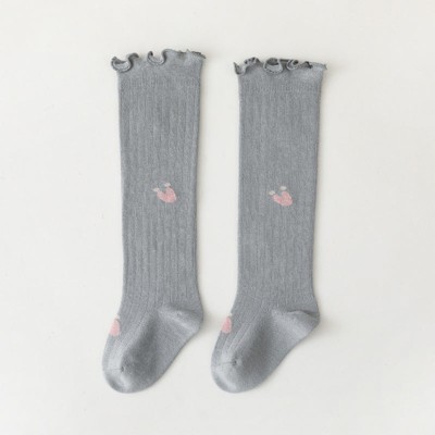 MyKids-Usa Baby Solid Color Wooden Ear Design Over Knee Socks In Autumn