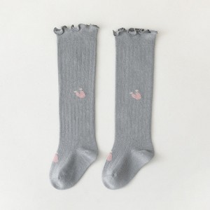 MyKids-Usa Baby Solid Color Wooden Ear Design Over Knee Socks In Autumn - 1 of 4