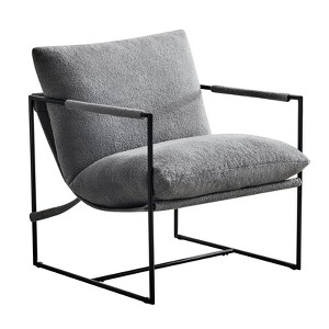 Furniliving Sling Accent Chair with Metal Frame, Comfortable Boucle Fabric Upholstered for Living Room/Bedroom/Home Office - 1 of 4