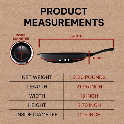 Alva 12.6" Black Aluminum Nonstick Frying Pan with Ceramic Coating