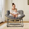 Vynxaria Series Black Gray Rattan Wicker Egg Lounge Chair Set of 1 with 450LB Steel Frame Ergonomic Rocking Base Easy Clean Gift Ready - 3 of 4