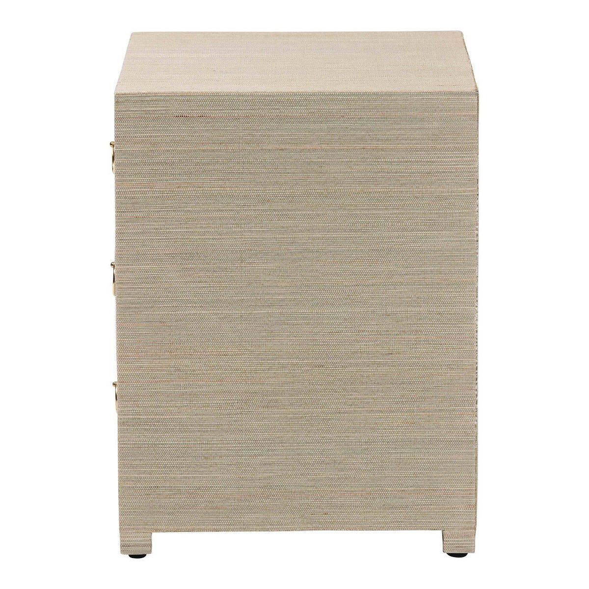 bali & pari Quinn Woven Grasscloth 3 Drawer Nightstand Natural/Gold - thumbnail 4