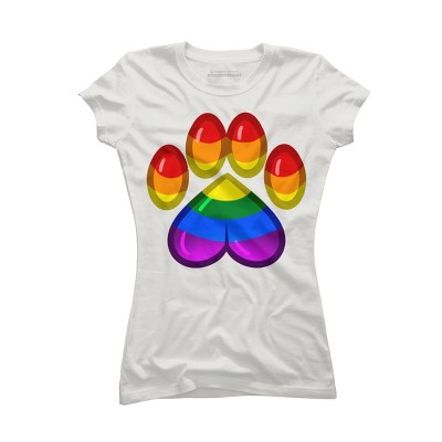 Adult Design By Humans Rainbow Pride Heart Pawprint By leashonlife T-Shirt