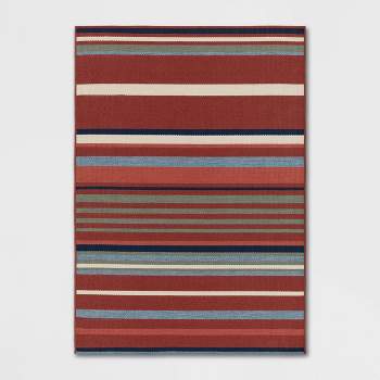 5'x7' Striped Outdoor Rug Red - Threshold™
