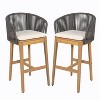 Christopher Knight Home Muntz Outdoor Acacia Wood Bar Stool with Rope Back and Cushion (Set of 2) - 2 of 4