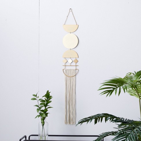 Cotton Macrame Handmade Intricately Weaved Wall Decor With Beaded Fringe  Tassels Black - Olivia & May : Target