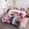Wolf Comforter Set Twin Size – 3Pcs Pink Rose Floral Bedding with Romantic Wolves, Wildlife Quilt Set for Women, Botanical Room Decor - 2 of 4