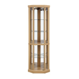 GlasFlength,Decorative Storage Cabinets, Corner Display Case, Multiple Shelves for Collectibles, Elegant Home Addition, Beige, 16.46"*16.46"*69.84" - 1 of 4
