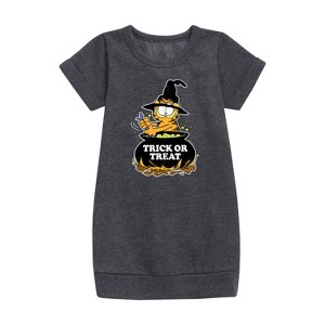 Girls' - Garfield - Trick Or Treat Graphic Short Sleeve Fleece Dress - 1 of 3