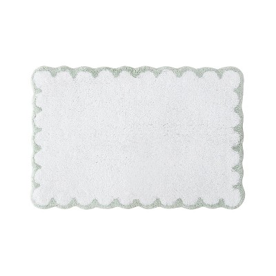 Peri Home Bath Rug White/Green Scallop
