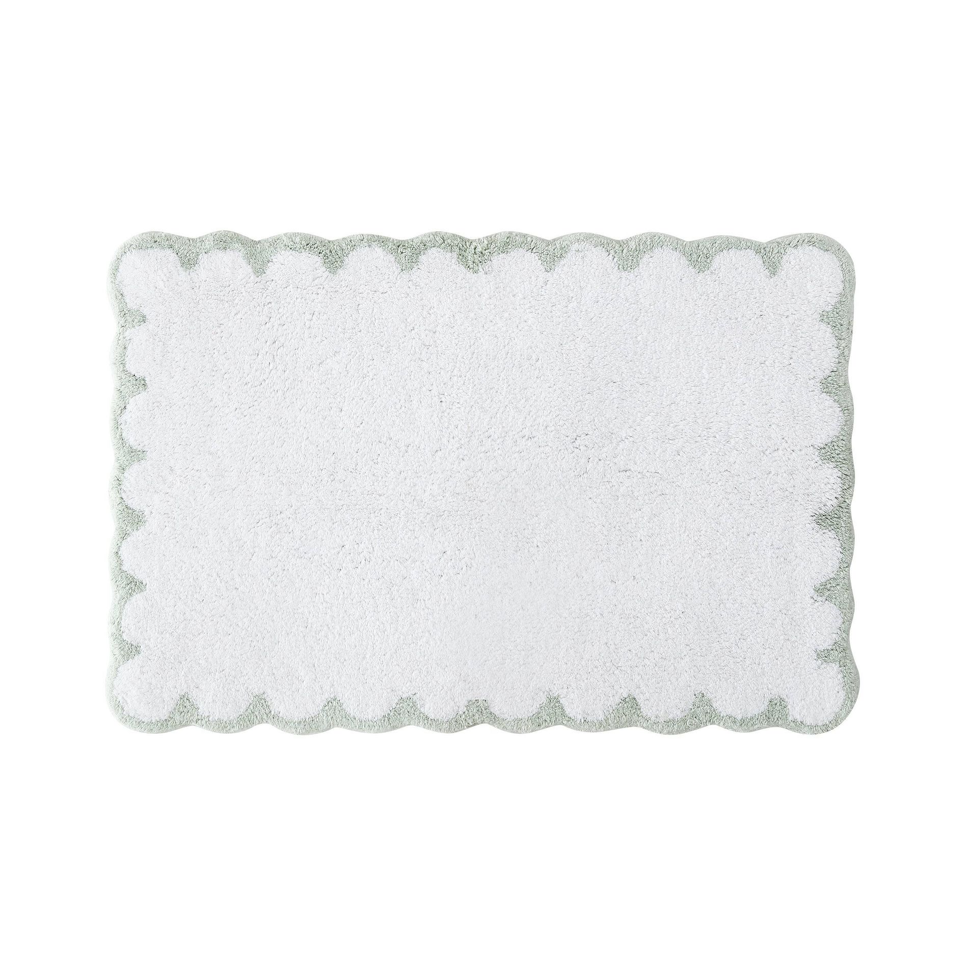 Peri Home Bath Rug White/Green Scallop