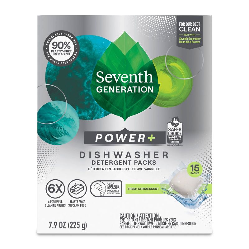 Seventh Generation Fresh Citrus Natural Power + Dishwasher Detergent Packs, 3 of 10