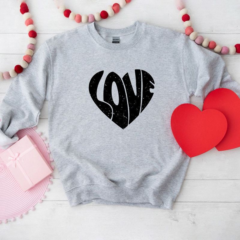 Simply Sage Market Women's Graphic Sweatshirt Love Heart Distressed, 3 of 4