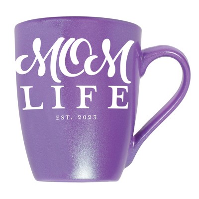Elanze Designs Mom Life Est 2023 Passion Purple 10 ounce New Bone China Coffee Cup Mug